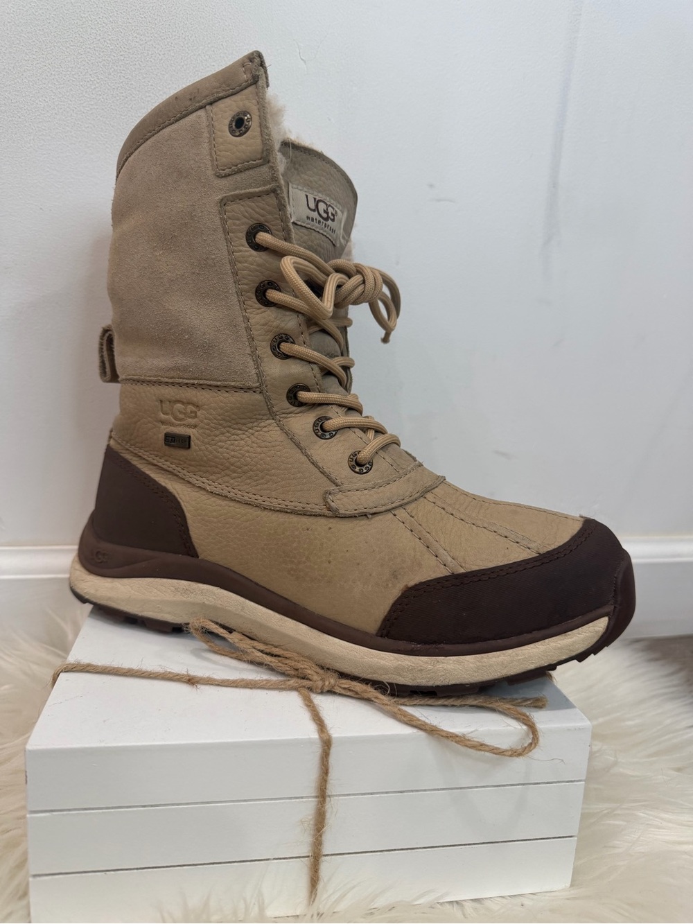 UGG Men's Tan and Brown Lace-Up Winter Boot